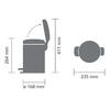 Cubo con Pedal Brabantia 3L Tapa Silenciosa Negro Mate