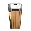 Stainless Steel Ashtray Recycling Bin with Wood Effect