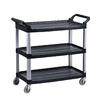 Carro catering preto  com 3 estantes