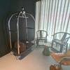 Chrome Baggage Cart with Black Carpet