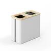 Recycling bin 2x40L White/Bamboo