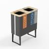 Recycling bin 2x40L White/Bamboo