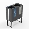 Recycling bin 2x40L White/Bamboo