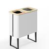 Recycling bin 2x40L White/Bamboo