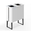 Recycling bin 2x40L White/Bamboo