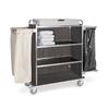 Carro de housekeeping con 4 estantes, saco y soporte para bolsa de basura