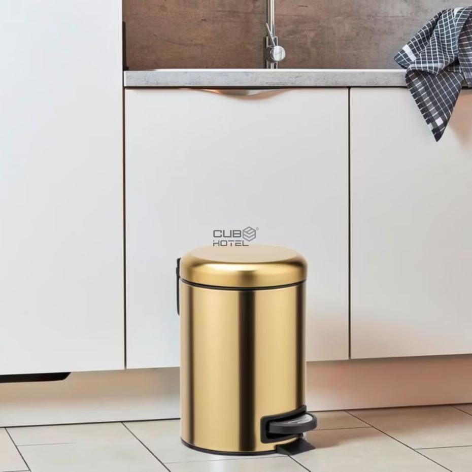 Gold Stainless Steel Pedal Bin 3l