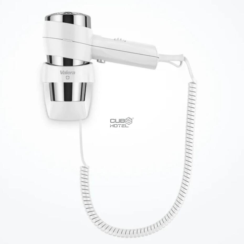Secador de Cabelo 1600W Branco VALERA  com Suporte de Parede para Hotel