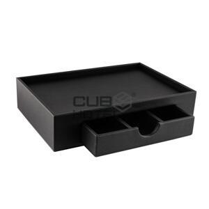 Tray with Drawer Faux Leather Sand or Black 30x20x8cm