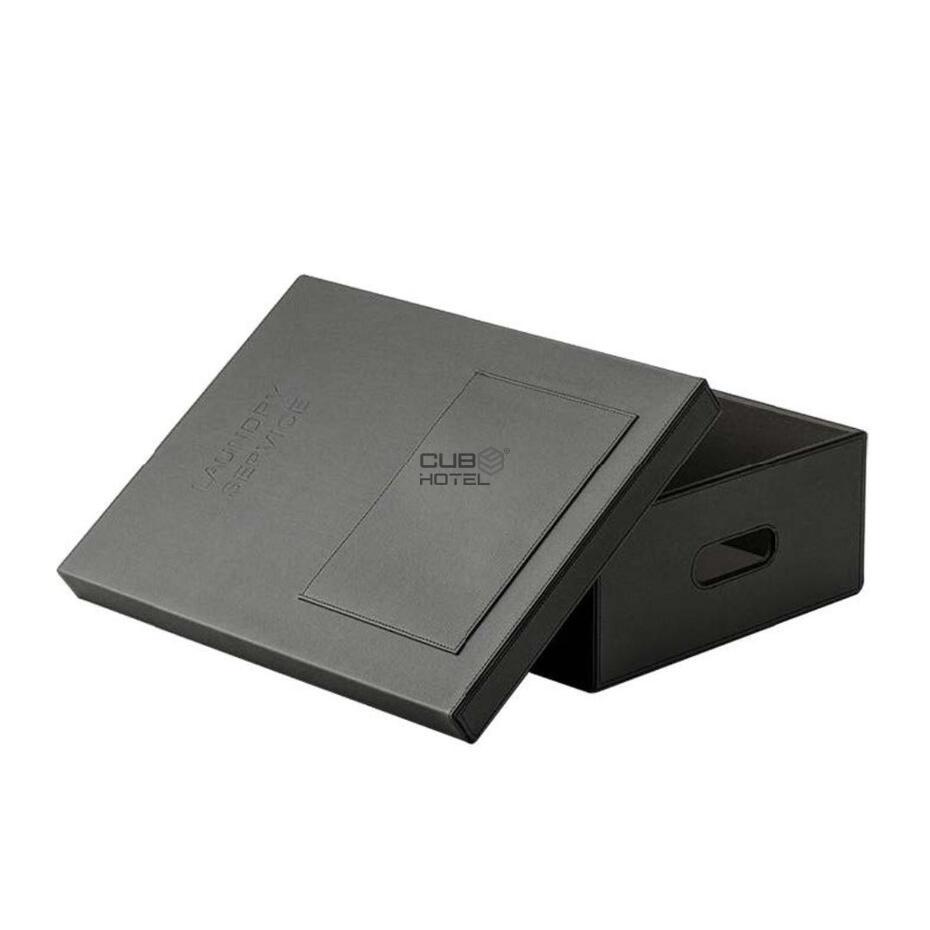 Shoe Return Box in Sand or Black Faux Leather with Velvet Lining