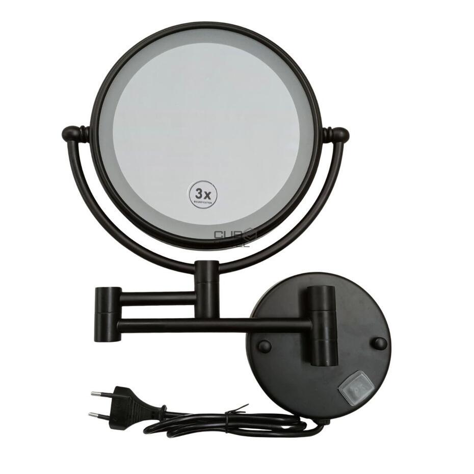 Espejo Extensible Negro con Luz y Aumento 3x