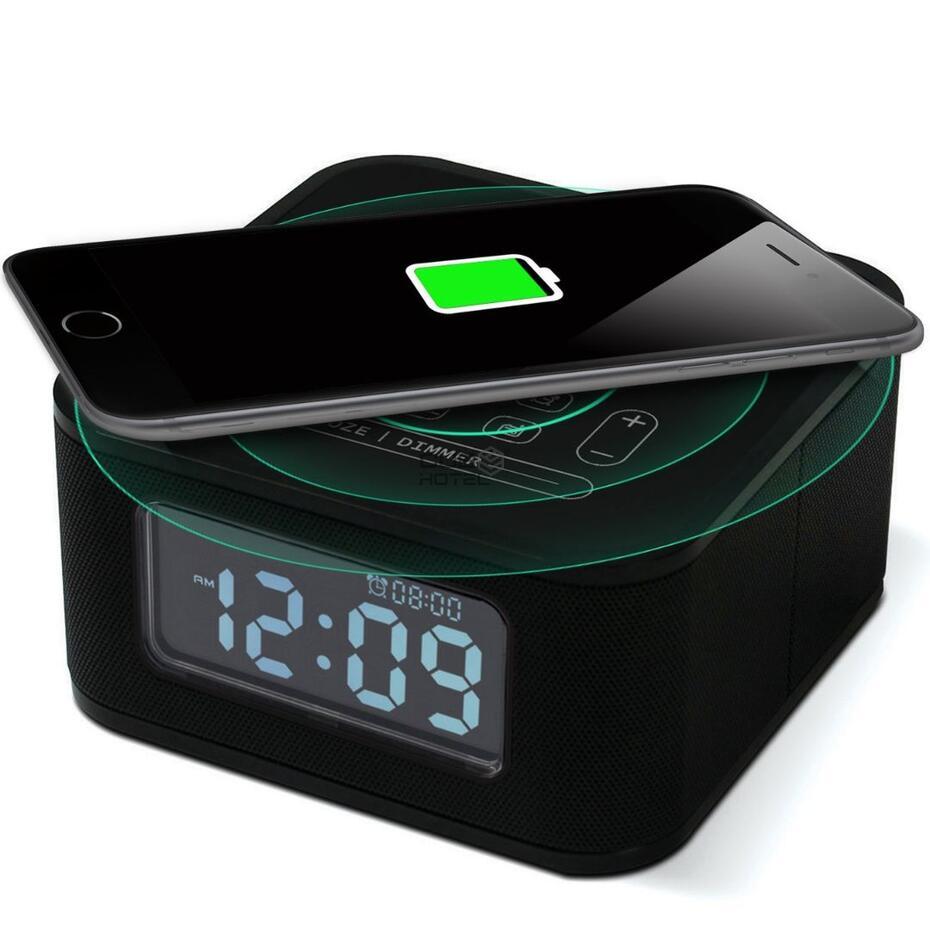 Multifunction Alarm Clock Radio Black or White for Hotel
