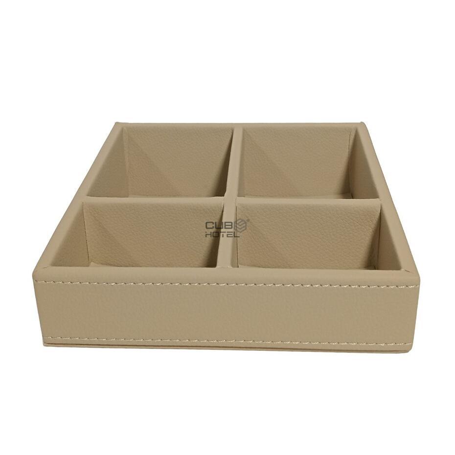 Amenities Tray in Sand Faux Leather
