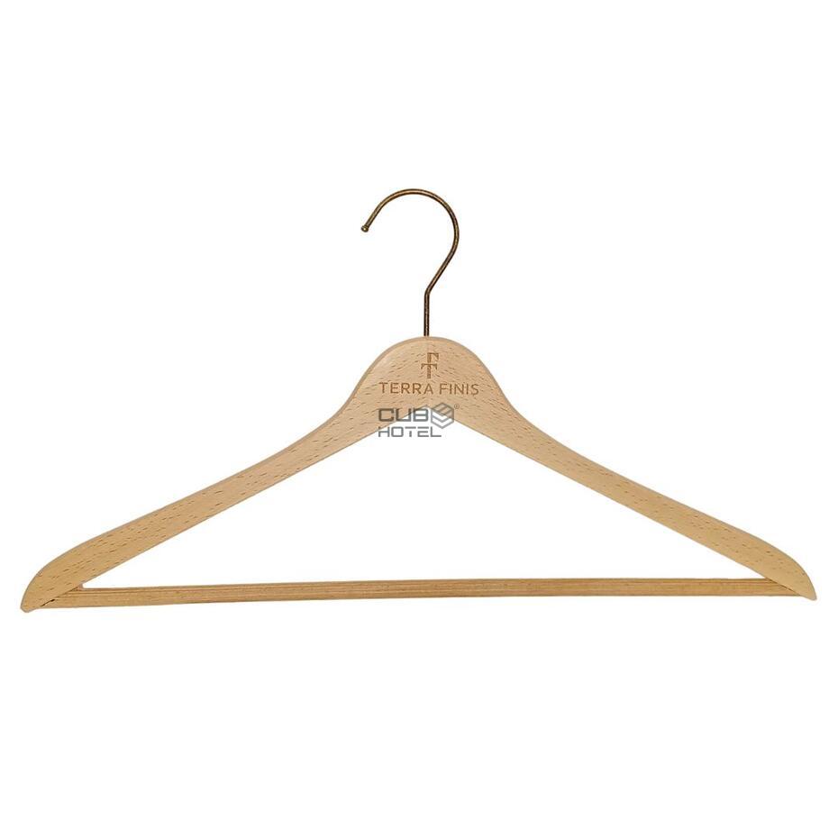 100 Cabides Madeira Natural Gancho Latão