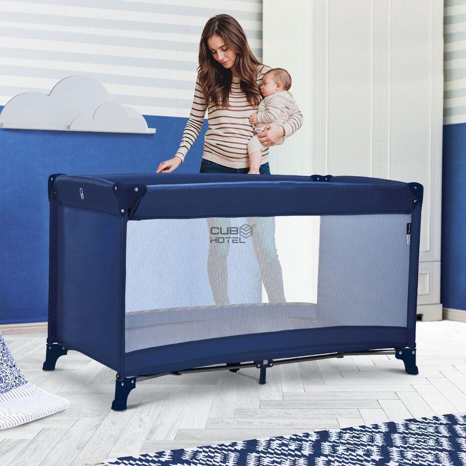 Cuna Portátil de Viaje Azul para Hotel