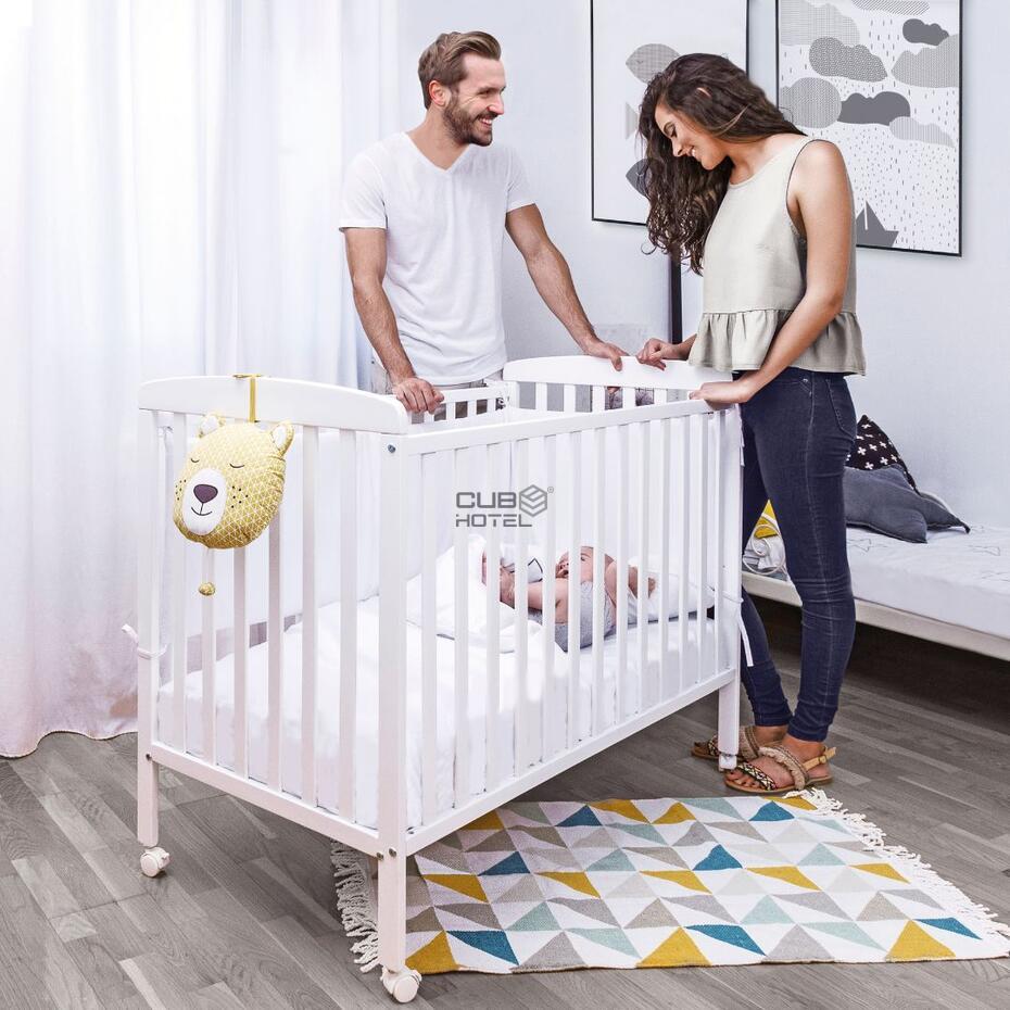 Beech Wood Crib with Wheels and Drop Side