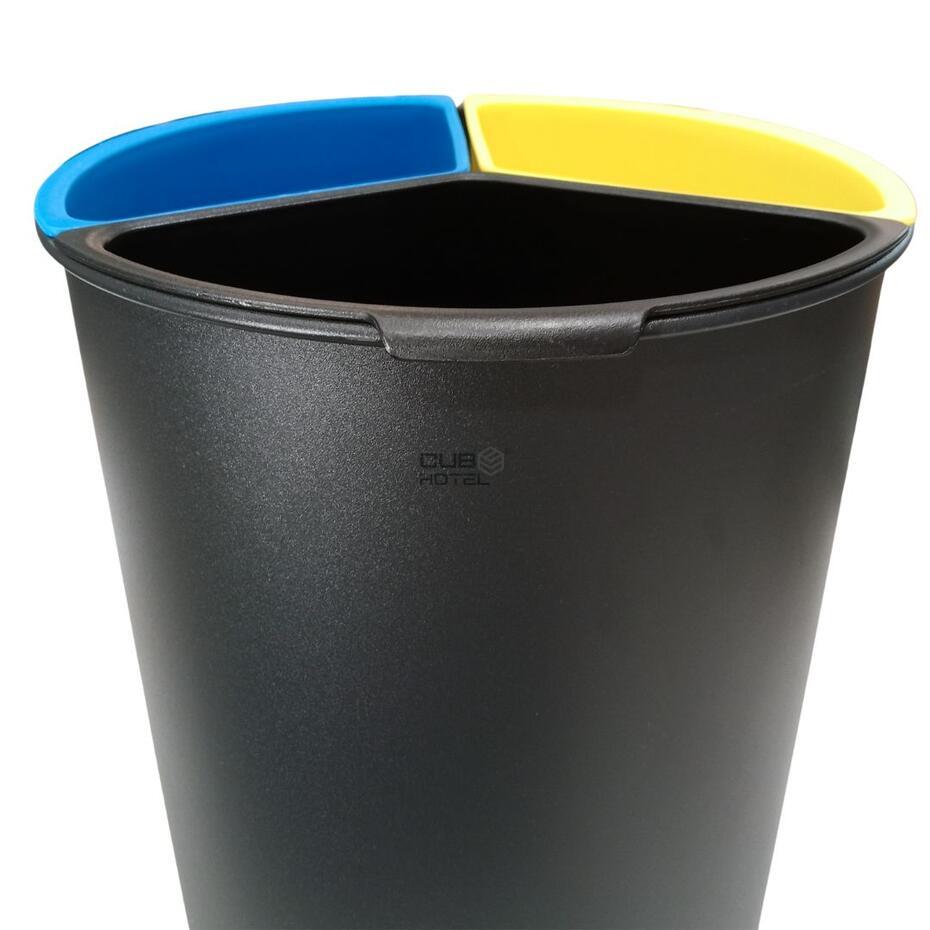 Balde Hotel Reciclagem Preto com Separadores 3x4.5L
