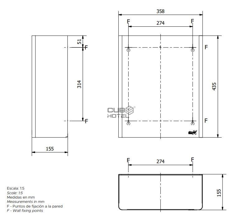 Papeleira Parede 25L Inox Escovado