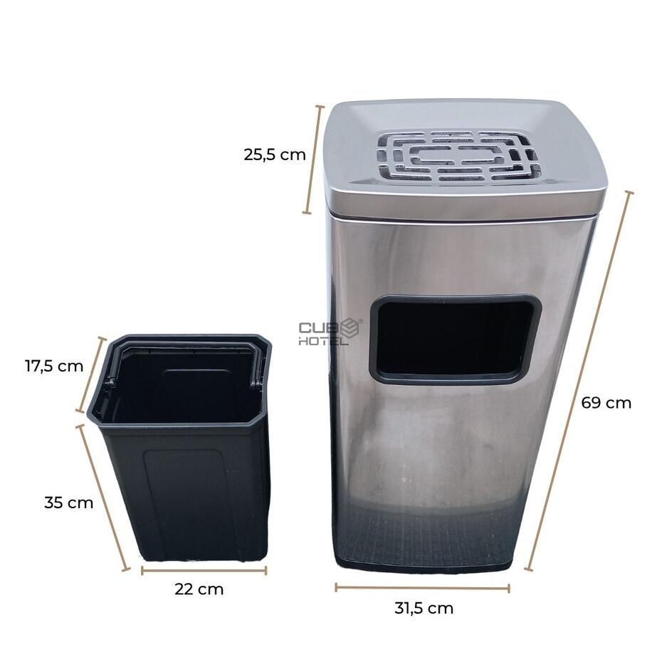 Stainless Steel Ashtray Bin 30L Fingerprint-Proof Finish