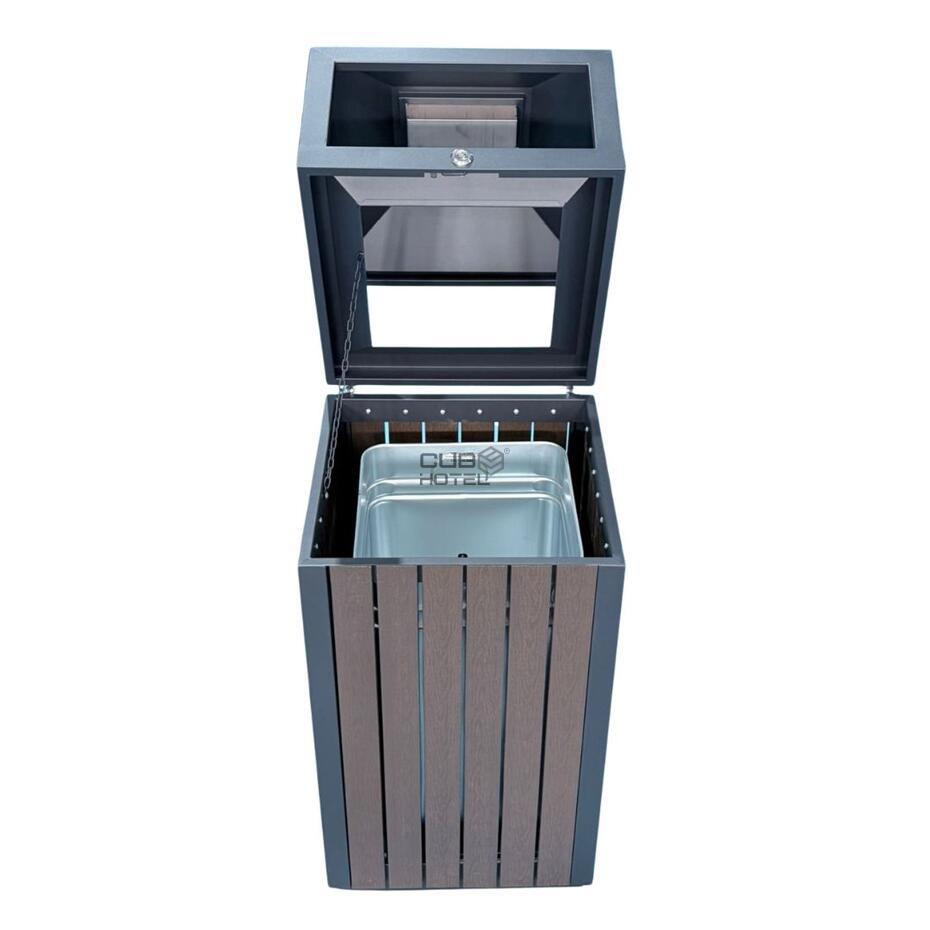 Ecoponto Cinzeiro Exterior 41L com Efeito Madeira
