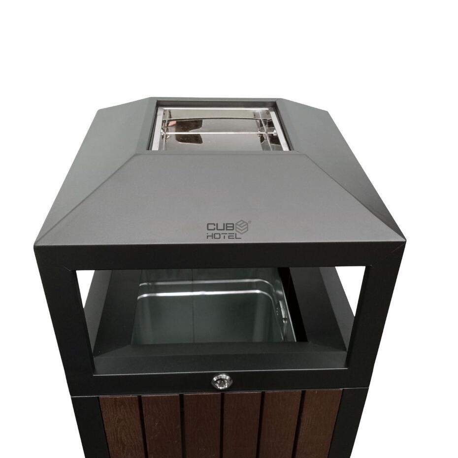 Ecoponto Cinzeiro Exterior 41L com Efeito Madeira