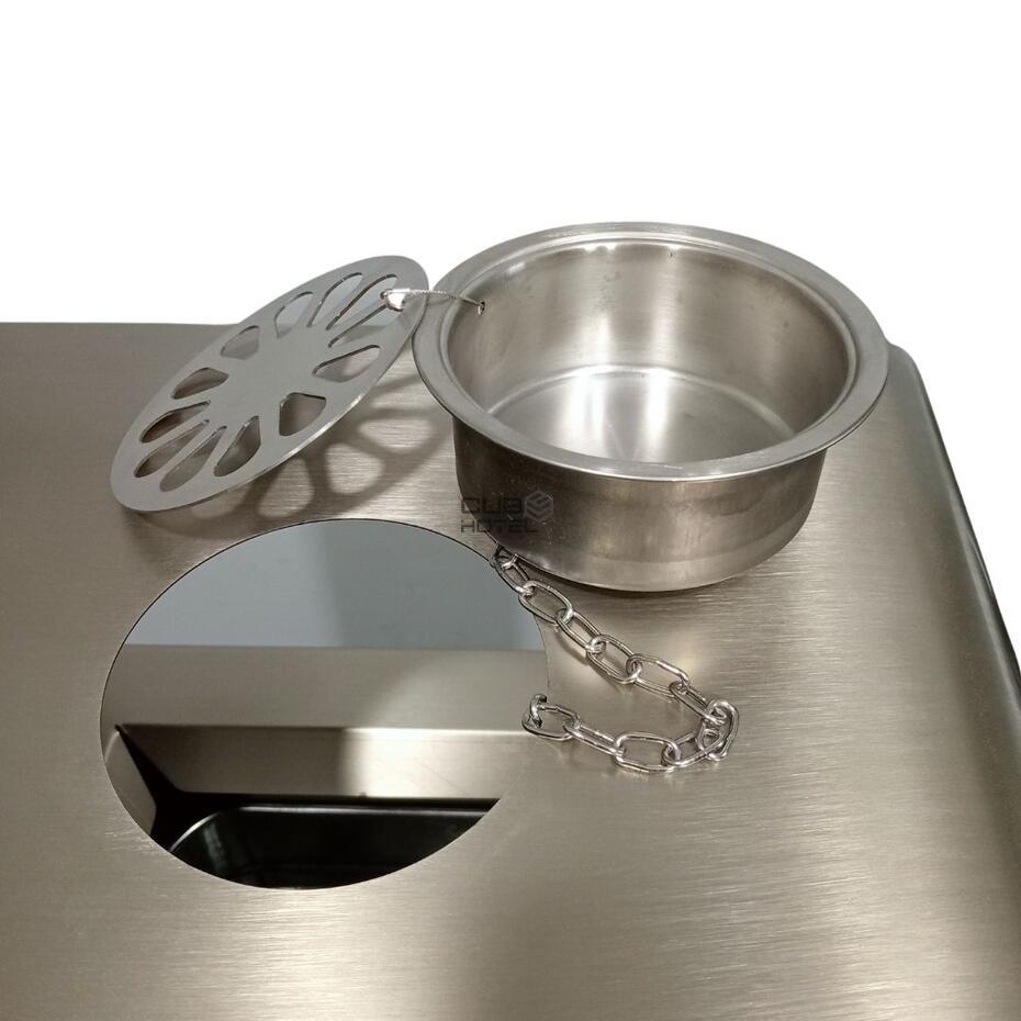 Stainless Steel Ashtray Recycling Bin with Wood Effect
