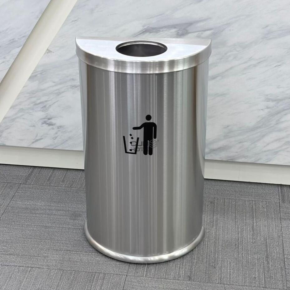 Semi-Round Stainless Steel Waste Bin 20L