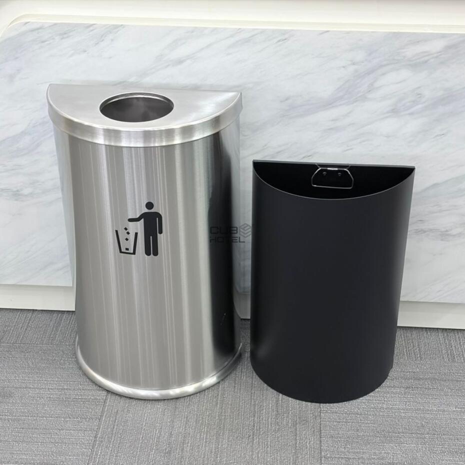 Semi-Round Stainless Steel Waste Bin 20L