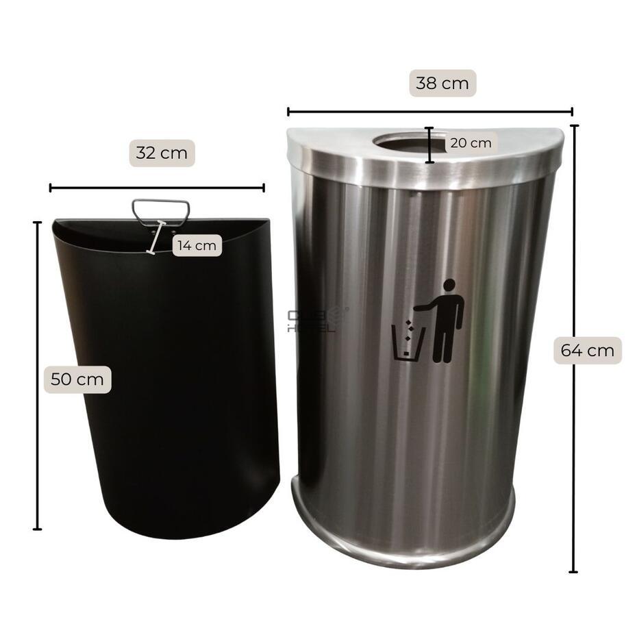 Semi-Round Stainless Steel Waste Bin 20L