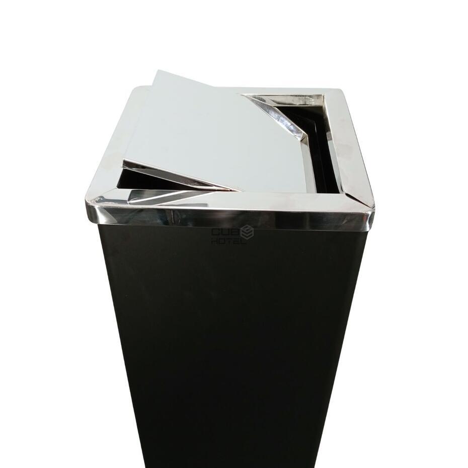 Papeleira Inox Preta Tampa Basculante 11L