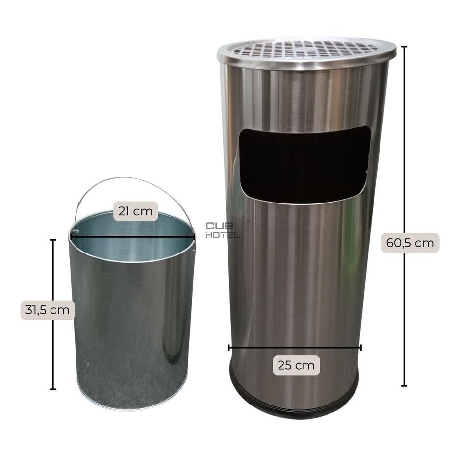 Papeleira Cinzeiro Aço Inox 10L