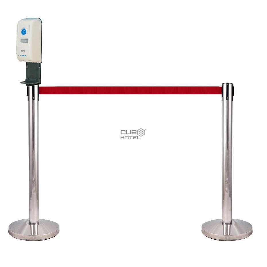 Alcohol Gel Dispenser with Queue Organizer Stand