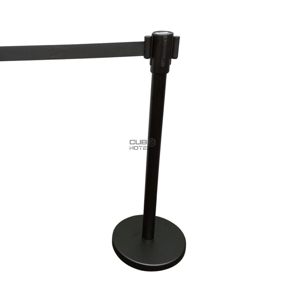 Black Queue Management Post with Black Belt