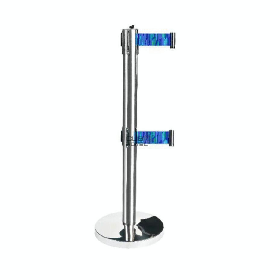 Chrome Pole With Double Blue Strap