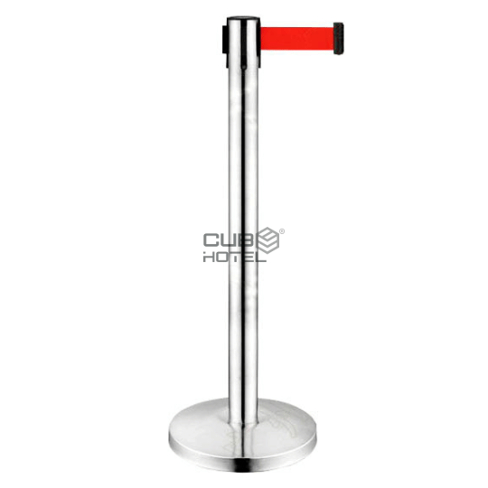 Poste Separador Acero Inox Cinta Roja Extensible