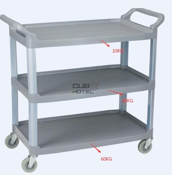 Carro catering preto  com 3 estantes