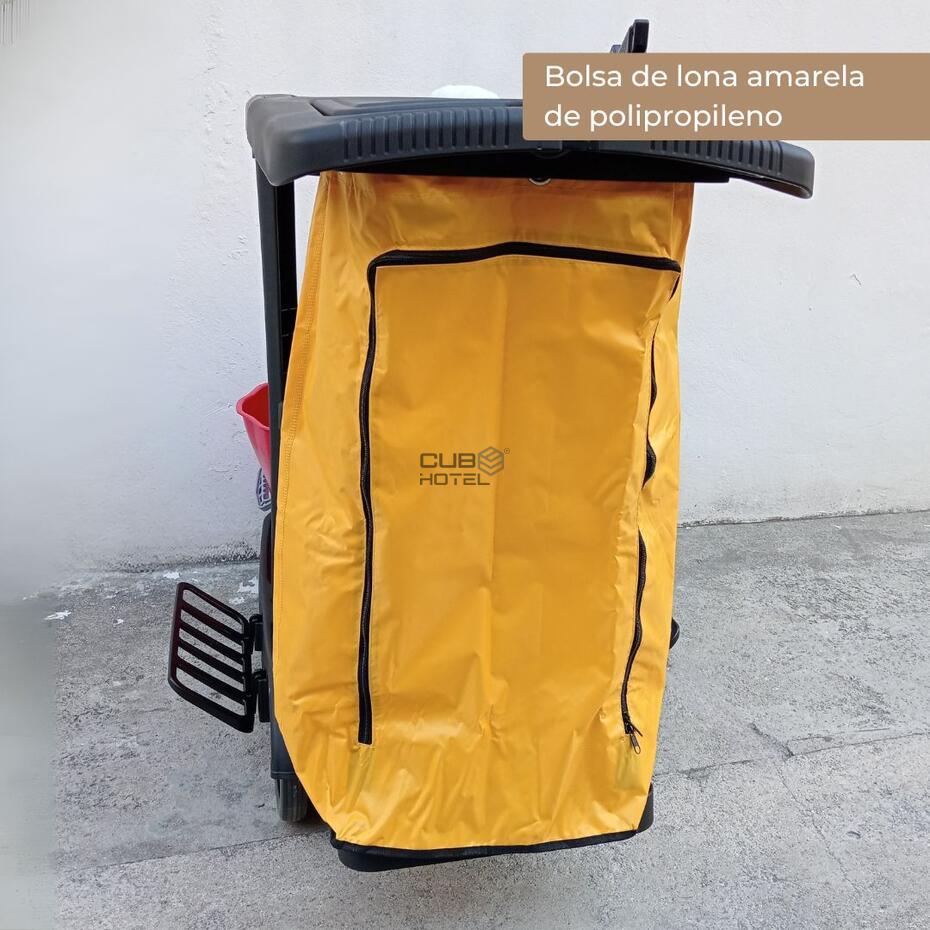 Carro limpeza Multiusos preto com Estantes, Prensa, Saco