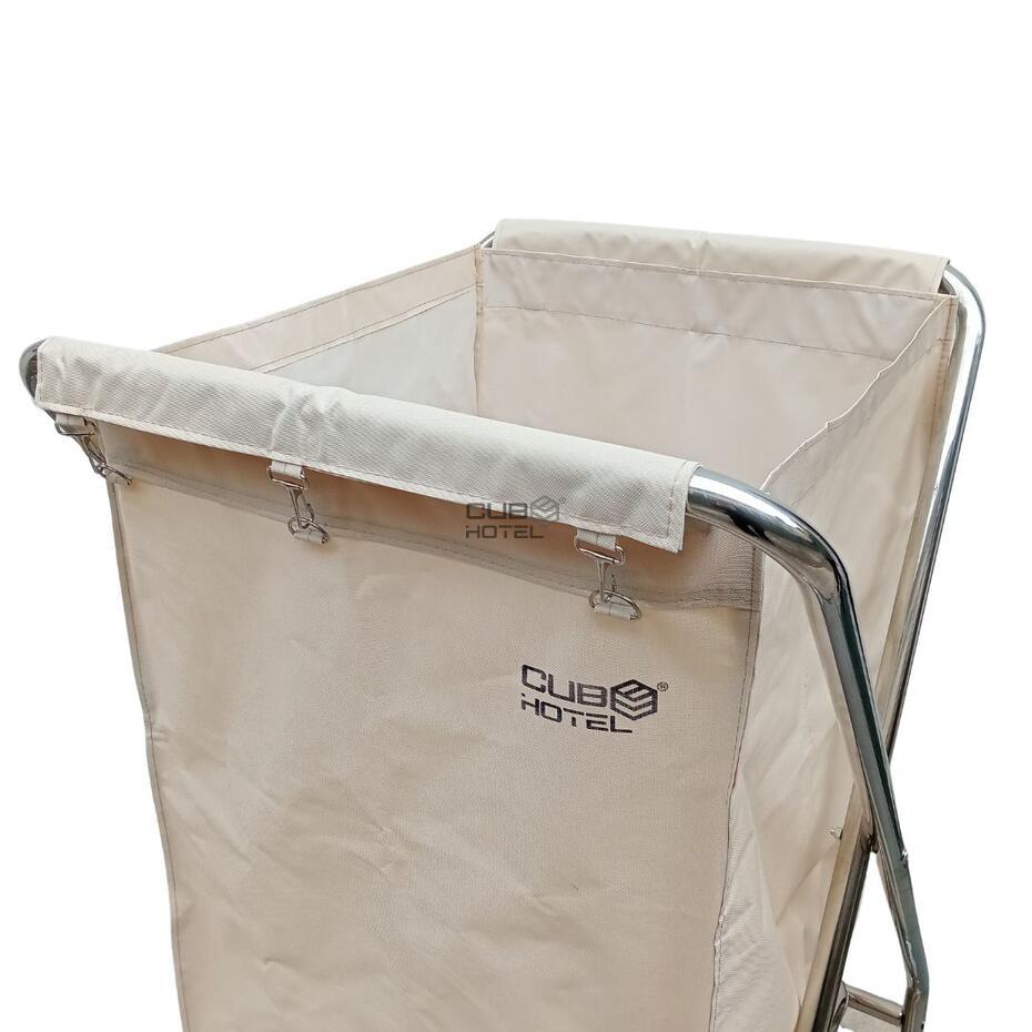 Saco de Lona Bege Para Carro de Lavandaria Quadrado 200L