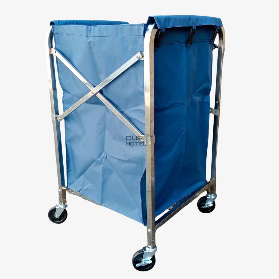 Carro de Lavandaria Inox 201 Dobrável Saco Azul 210L