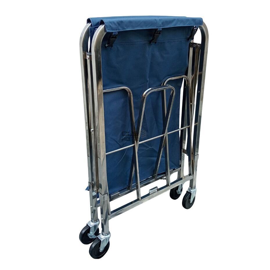 Carro de Lavandaria Inox 201 Dobrável Saco Azul 210L
