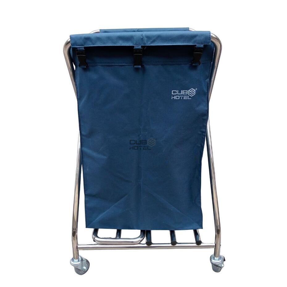 Carro Lavandaria Quadrado Encolher Metálico com Saco Azul 200L