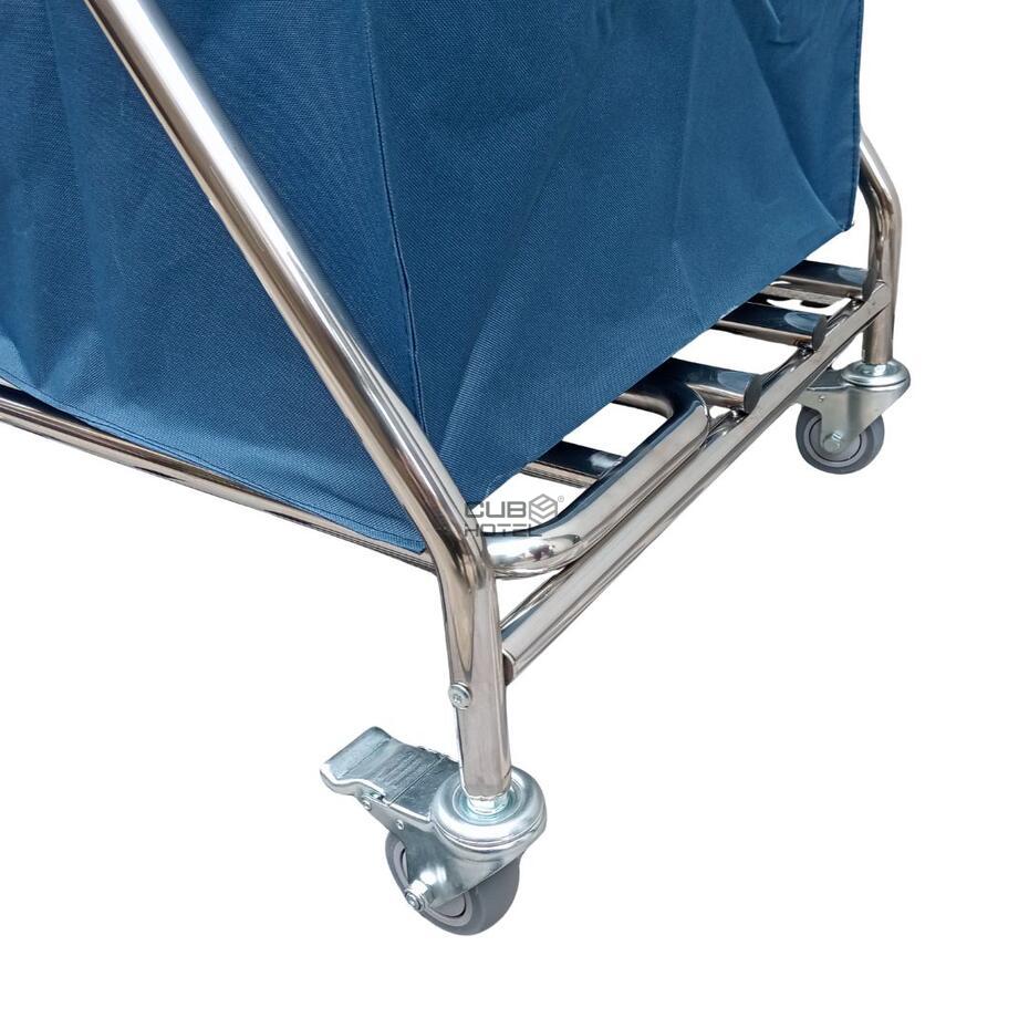 Carro Lavandaria Quadrado Encolher Metálico com Saco Azul 200L