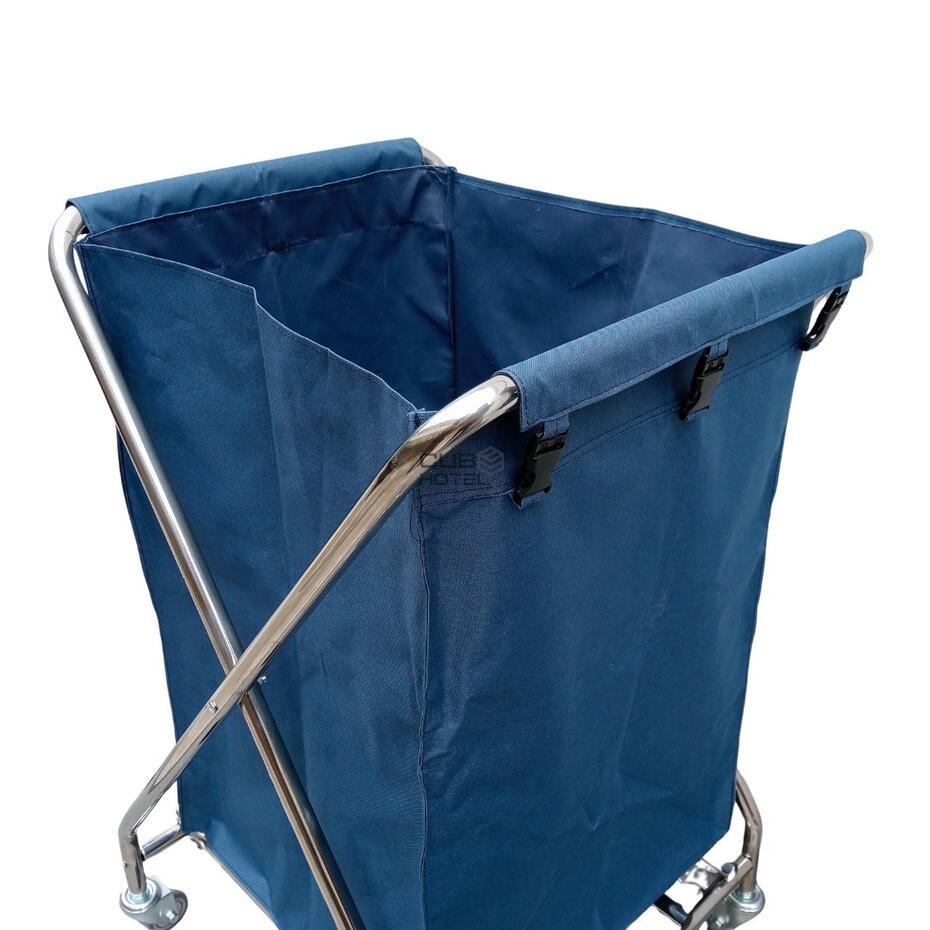 Carro Lavandaria Quadrado Encolher Metálico com Saco Azul 200L