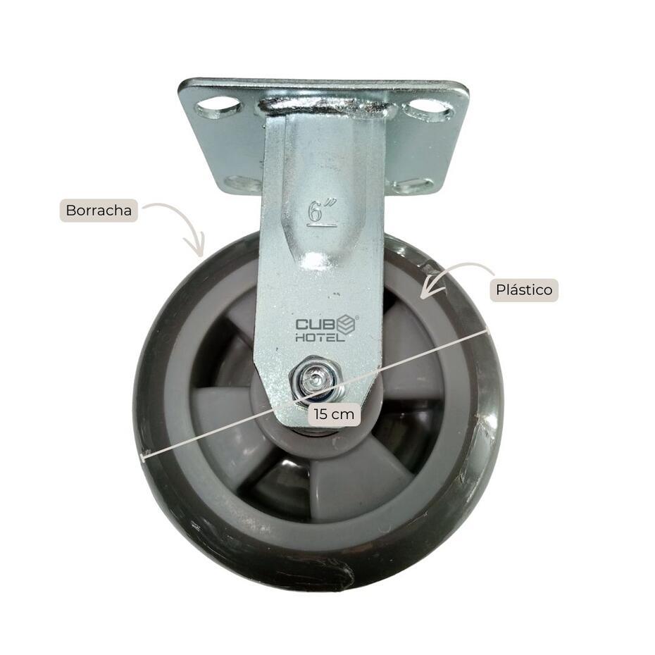 Roda Fixa para Carro de Bagagem 15 cm