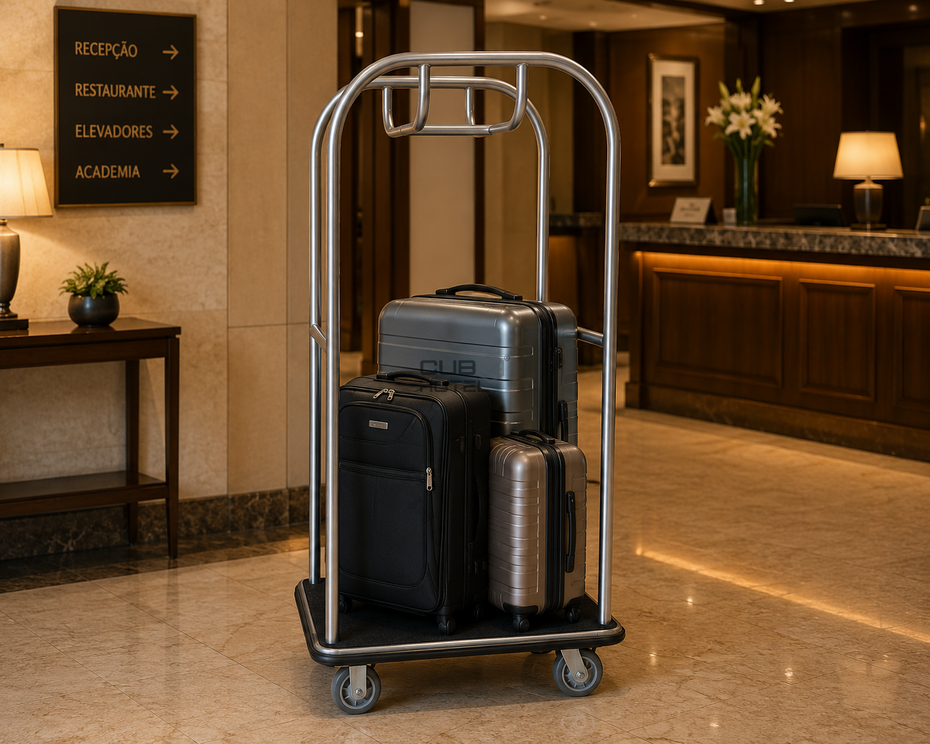 Cubo Compact Chrome Hotel Luggage Cart