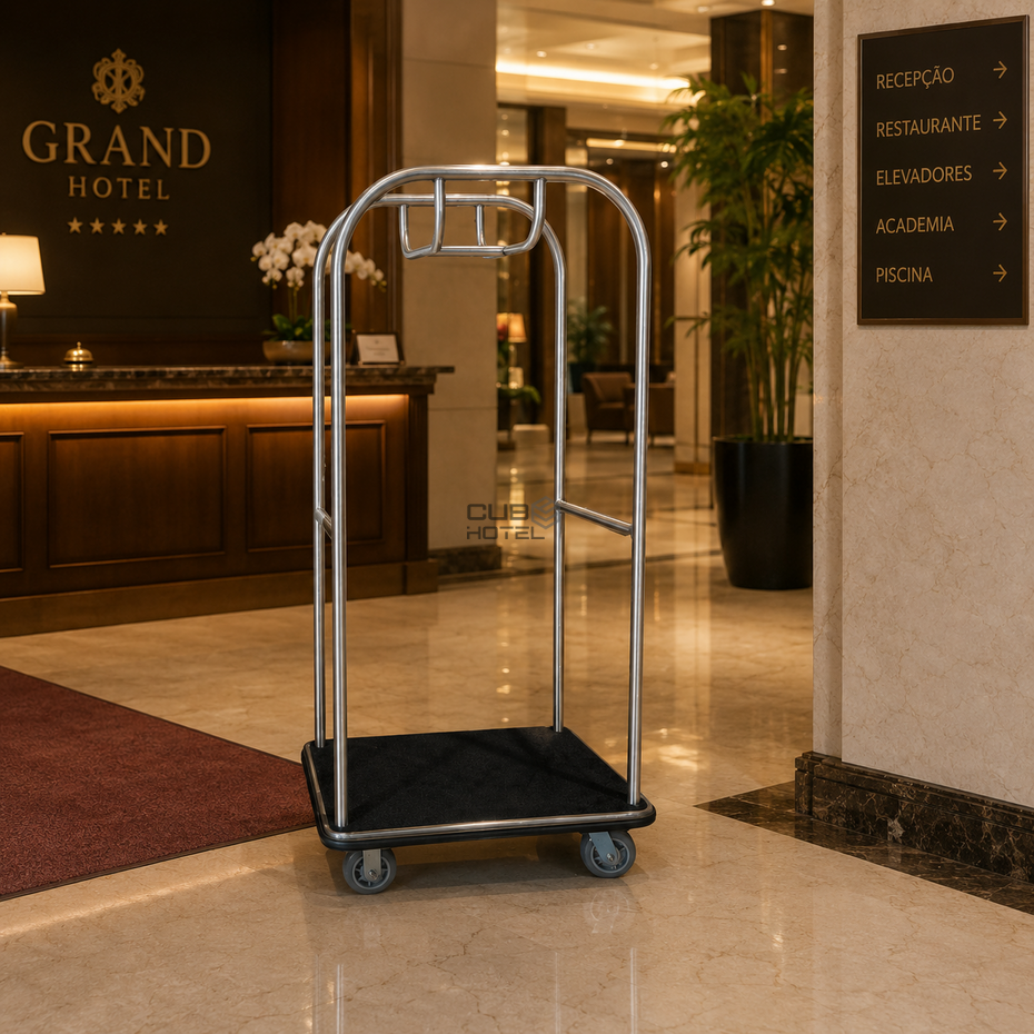 Cubo Compact Chrome Hotel Luggage Cart