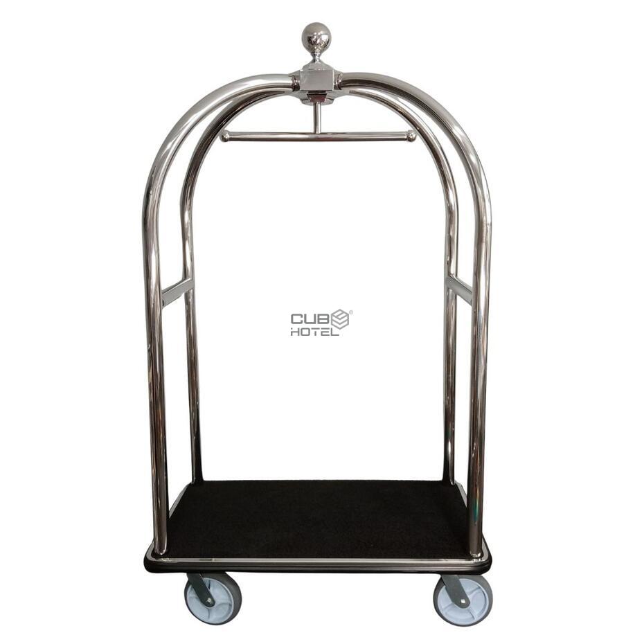 Chrome Baggage Cart with Black Carpet