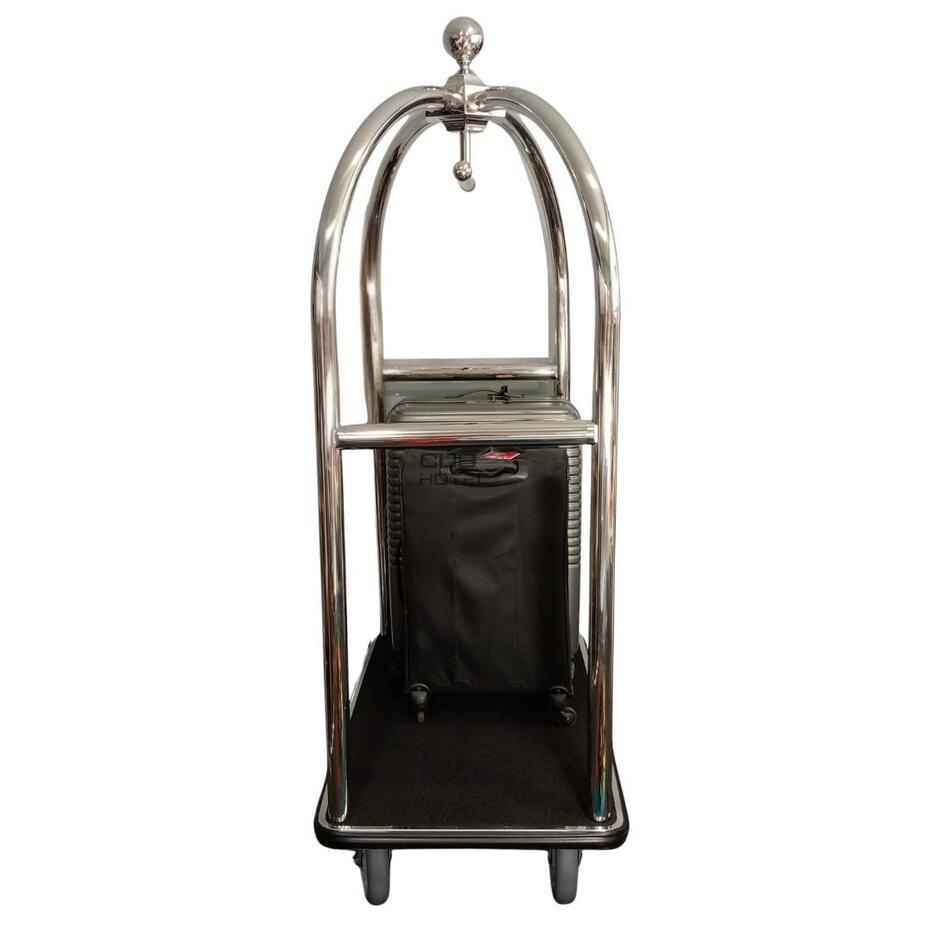 Chrome Baggage Cart with Black Carpet