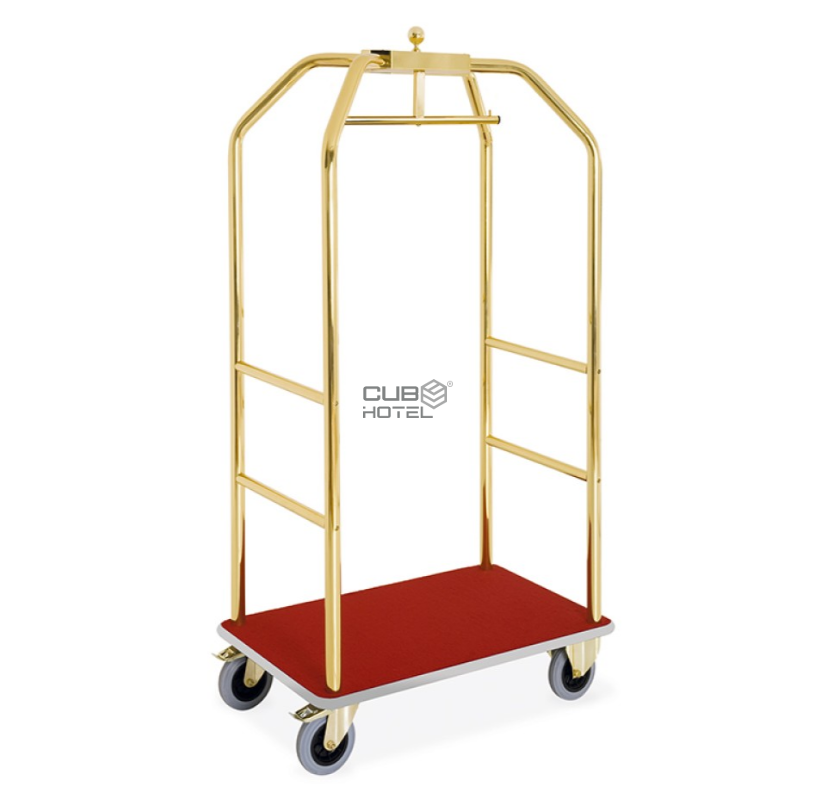Carro Bagagem Dourado BIRDCAGE 99x59x189 Tapete Vermelho