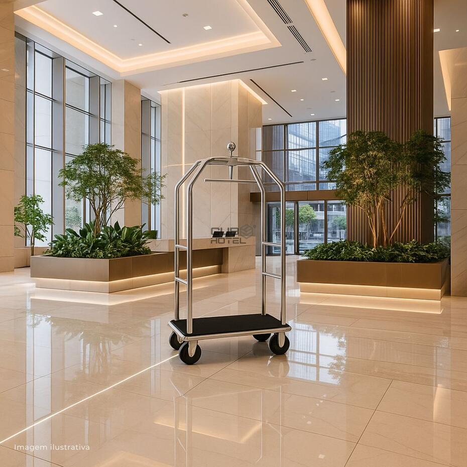 Luggage Trolley Hotel Chrome 79X59X189 Red Carpet